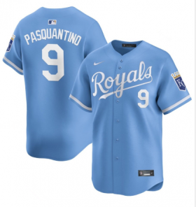 Cheap Men\'s Kansas City Royals #9 Vinnie Pasquantino Light Blue 2024 Alternate Limited Stitched Baseball Jersey