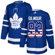 Wholesale Cheap Adidas Maple Leafs #93 Doug Gilmour Blue Home Authentic USA Flag Stitched Youth NHL Jersey