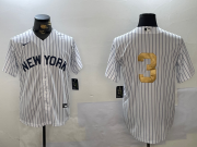 Cheap Men's New York Yankees #3 Babe Ruth White Pinstripe Without Name Fashion Cool Base Jersey