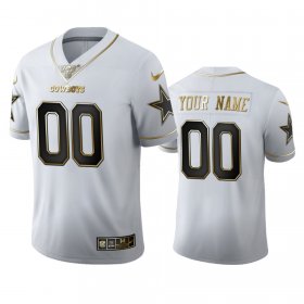 Wholesale Cheap Dallas Cowboys Custom Men\'s Nike White Golden Edition Vapor Limited NFL 100 Jersey