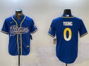 Cheap Men's Los Angeles Rams #0 Byron Young Royal Cool Base Stitched Baseball Jerseys