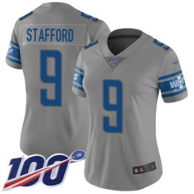 Wholesale Cheap Nike Lions #9 Matthew Stafford Gray Women\'s Stitched NFL Limited Inverted Legend 100th Season Jersey