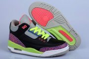 Wholesale Cheap Womens Air Jordan 3 Shoes Black/Purple/Green