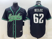 Wholesale Cheap Men's Philadelphia Eagles #62 Jason Kelce Black With Patch Cool Base Stitched Baseball Jersey