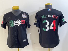 Cheap Women\'s Los Angeles Dodgers #34 Toro Valenzuela Black Mexico 2024 World Series Cool Base Stitched Jersey(Run Small)