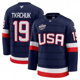 Cheap Men\'s USA #19 Matthew Tkachuk Navy 2025 4 Nations Stitched Jersey