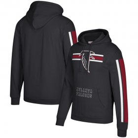 Wholesale Cheap Atlanta Falcons Mitchell & Ness Three Stripe Pullover Hoodie Black