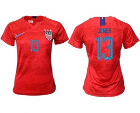 Wholesale Cheap Women\'s USA #13 Jones Away Soccer Country Jersey