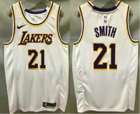 Wholesale Cheap Men\'s Los Angeles Lakers #21 JR Smith White 2020 Nike Swingman Printed NBA Jersey