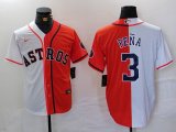 Cheap Men's Houston Astros #3 Jeremy Pena White Orange Split Stitched Baseball Jersey