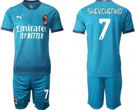 Wholesale Cheap Men 2020-2021 club AC milan away 7 blue Soccer Jerseys1