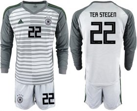 Wholesale Cheap Germany #22 Ter Stegen Grey Goalkeeper Long Sleeves Soccer Country Jersey