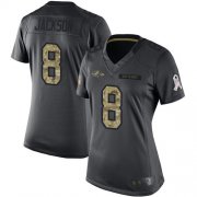 Wholesale Cheap Nike Ravens #8 Lamar Jackson Black Women's Stitched NFL Limited 2016 Salute to Service Jersey