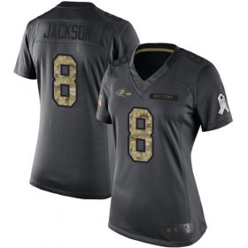 Wholesale Cheap Nike Ravens #8 Lamar Jackson Black Women\'s Stitched NFL Limited 2016 Salute to Service Jersey