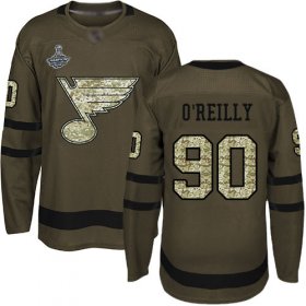 Wholesale Cheap Adidas Blues #90 Ryan O\'Reilly Green Salute to Service Stanley Cup Champions Stitched NHL Jersey