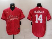 Cheap Men's San Francisco 49ers #14 Ricky Pearsall Red Pinstripe With Patch Cool Base Stitched Baseball Jersey