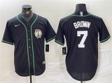 Wholesale Cheap Men's Boston Celtics #7 Jaylen Brown Black With Patch Stitched Baseball Jersey