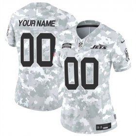 Cheap Women\'s New York Jets Active Player Custom 2024 F.U.S.E Arctic Camo Salute To Service Limited Stitched Jersey(Run Small)