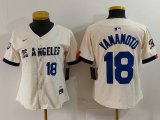 Cheap Women's Los Angeles Dodgers #18 Yoshinobu Yamamoto Number Cream 2024 City Connect Limited Stitched Jerseys