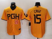 Cheap Men's Pittsburgh Pirates #15 Oneil Cruz Yellow 2023 City Connect Stitched Jerseys