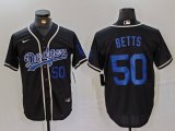 Cheap Men's Los Angeles Dodgers #50 Mookie Betts Number Black Cool Base With Patch Stitched Baseball Jerseys