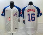 Wholesale Cheap Men's Atlanta Braves #16 Travis dArnaud Number White 2023 City Connect Flex Base Stitched Jersey