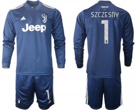 Wholesale Cheap Men 2020-2021 club Juventus away long sleeves 1 blue Soccer Jerseys1