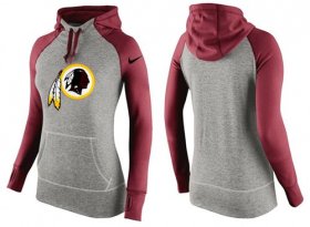 Wholesale Cheap Women\'s Nike Washington Redskins Performance Hoodie Grey & Red_2