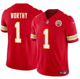 Cheap Men\'s Kansas City Chiefs #1 Xavier Worthy Red 2024 Draft F.U.S.E. Vapor Untouchable Limited Football Stitched Jersey