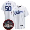 Cheap Men's Los Angeles Dodgers #50 Mookie Betts White 2025 World Tour Tokyo Series Home Stitched Baseball Jersey