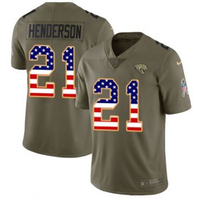 Wholesale Cheap Nike Jaguars #21 C.J. Henderson Olive/USA Flag Men\'s Stitched NFL Limited 2017 Salute To Service Jersey