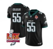 Cheap Men's Philadelphia Eagles #55 Brandon Graham Black 2025 Eagles Logo Super Bowl LIX Patch And 4-Star C Patch New F.U.S.E. Vapor Limited Football Stitched Jersey