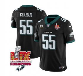 Cheap Men\'s Philadelphia Eagles #55 Brandon Graham Black 2025 Eagles Logo Super Bowl LIX Patch And 4-Star C Patch New F.U.S.E. Vapor Limited Football Stitched Jersey