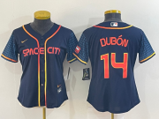 Wholesale Cheap Women's Houston Astros #14 Mauricio Dubon 2022 Navy Blue City Connect Cool Base Stitched Jersey