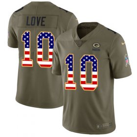 Wholesale Cheap Nike Packers #10 Jordan Love Olive/USA Flag Men\'s Stitched NFL Limited 2017 Salute To Service Jersey