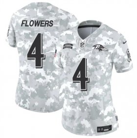 Cheap Women\'s Baltimore Ravens #4 Zay Flowers 2024 F.U.S.E Arctic Camo Salute To Service Limited Stitched Football Jersey(Run Small)