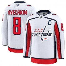 Men\'s Washington Capitals #8 Alexander Ovechkin White 2024-25 Away Stitched Hockey Jersey