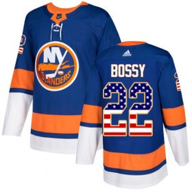 Wholesale Cheap Adidas Islanders #22 Mike Bossy Royal Blue Home Authentic USA Flag Stitched NHL Jersey