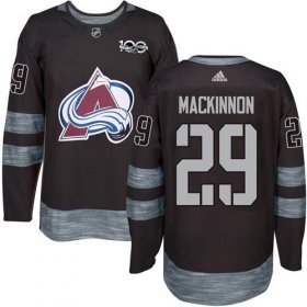 Wholesale Cheap Adidas Avalanche #29 Nathan MacKinnon Black 1917-2017 100th Anniversary Stitched NHL Jersey