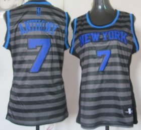 Wholesale Cheap New York Knicks #7 Carmelo Anthony Gray With Black Pinstripe Womens Jersey