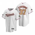 Wholesale Cheap Men's Washington Nationals #37 Stephen Strasburg White Gold 2019 World Series Champions Stitched MLB Cool Base Nike Jersey