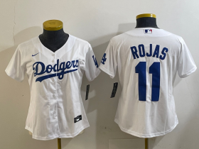 Women\'s Los Angeles Dodgers #11 Miguel Rojas White Cool Base Stitched Jersey