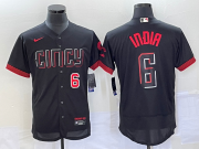 Wholesale Cheap Men's Cincinnati Reds #6 Jonathan India Number Black 2023 City Connect Flex Base Stitched Jersey 1