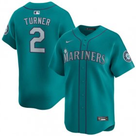 Men\'s Seattle Mariners #2 Justin Turner Aqua Alternate Limited Stitched jersey