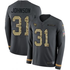 Wholesale Cheap Nike Cardinals #31 David Johnson Anthracite Salute to Service Youth Stitched NFL Limited Therma Long Sleeve Jersey