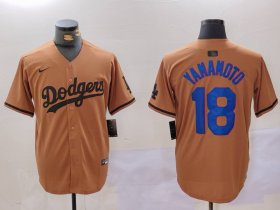 Cheap Men\'s Los Angeles Dodgers #18 Yoshinobu Yamamoto Olive Cool Base Limited Stitched Jersey