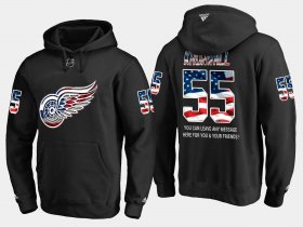 Wholesale Cheap Red Wings #55 Niklas Kronwall NHL Banner Wave Usa Flag Black Hoodie