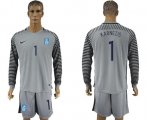 Wholesale Cheap Greece #1 Karnezis Grey Goalkeeper Long Sleeves Soccer Country Jersey