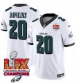 Cheap Men's Philadelphia Eagles #20 Brian Dawkins White 2025 Eagles Logo Super Bowl LIX Patch New F.U.S.E. Vapor Untouchable Limited Football Stitched Jersey