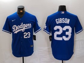 Men\'s Los Angeles Dodgers #23 Kirk Gibson Number Blue Cool Base Stitched Jerseys